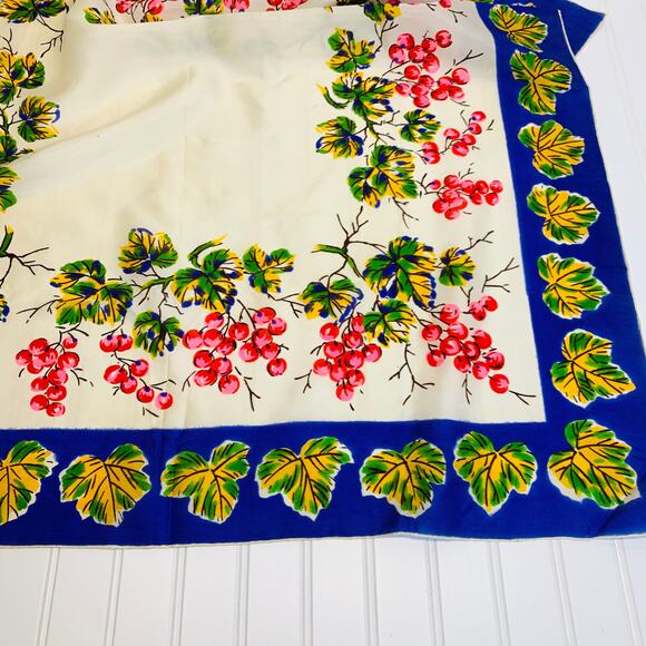 Large Square Silky Scarf Grape Leaf and Grape Design - Picture 5 of 6